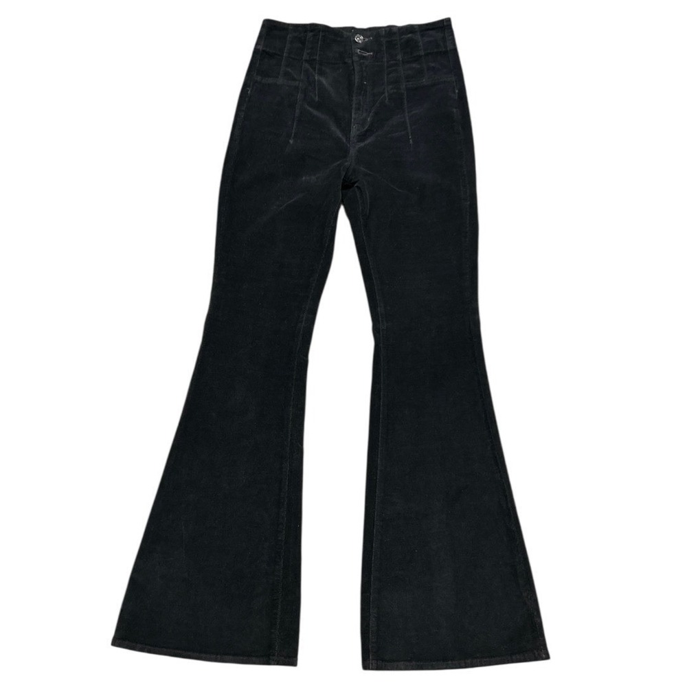 We The Free Corduroy Flare Elastic Waist Black Pants Women's Size 29